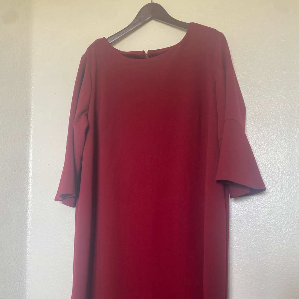 Lane Bryant Women's Plus Red Bell Sleeve Knit Dress Size 20